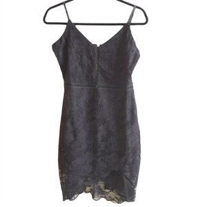 Miao Miao Black Lacy Frame Strap Medium Dress